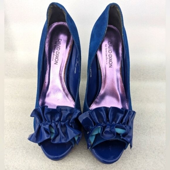 DAVID Dixon sax blue pumps heels leather suede size 8 - Picture 1 of 5